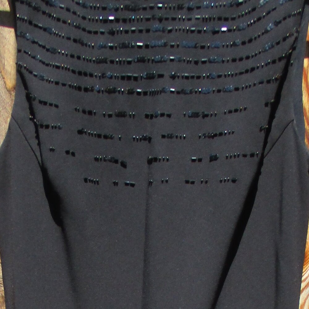Jones New York Black Sleeveless Dress Sequin & Bead Accent Evening Size 8